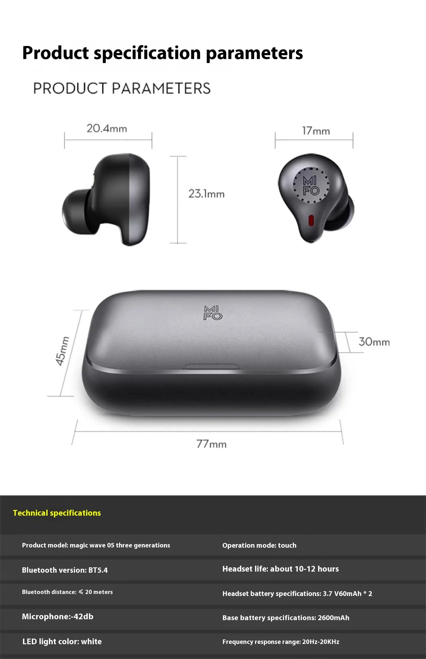 MIFO O5 Gen 3 Wireless Earbuds – Noise Canceling, Waterproof