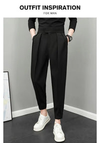 Men High Waist Casual Loose Spring Summer Pants