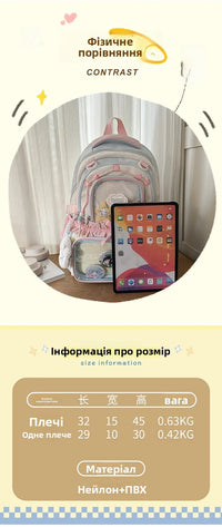 Large Capaci Children's School Bag Set for Girls Primary And Middle School Double oulder Bapa Sweet College Sle