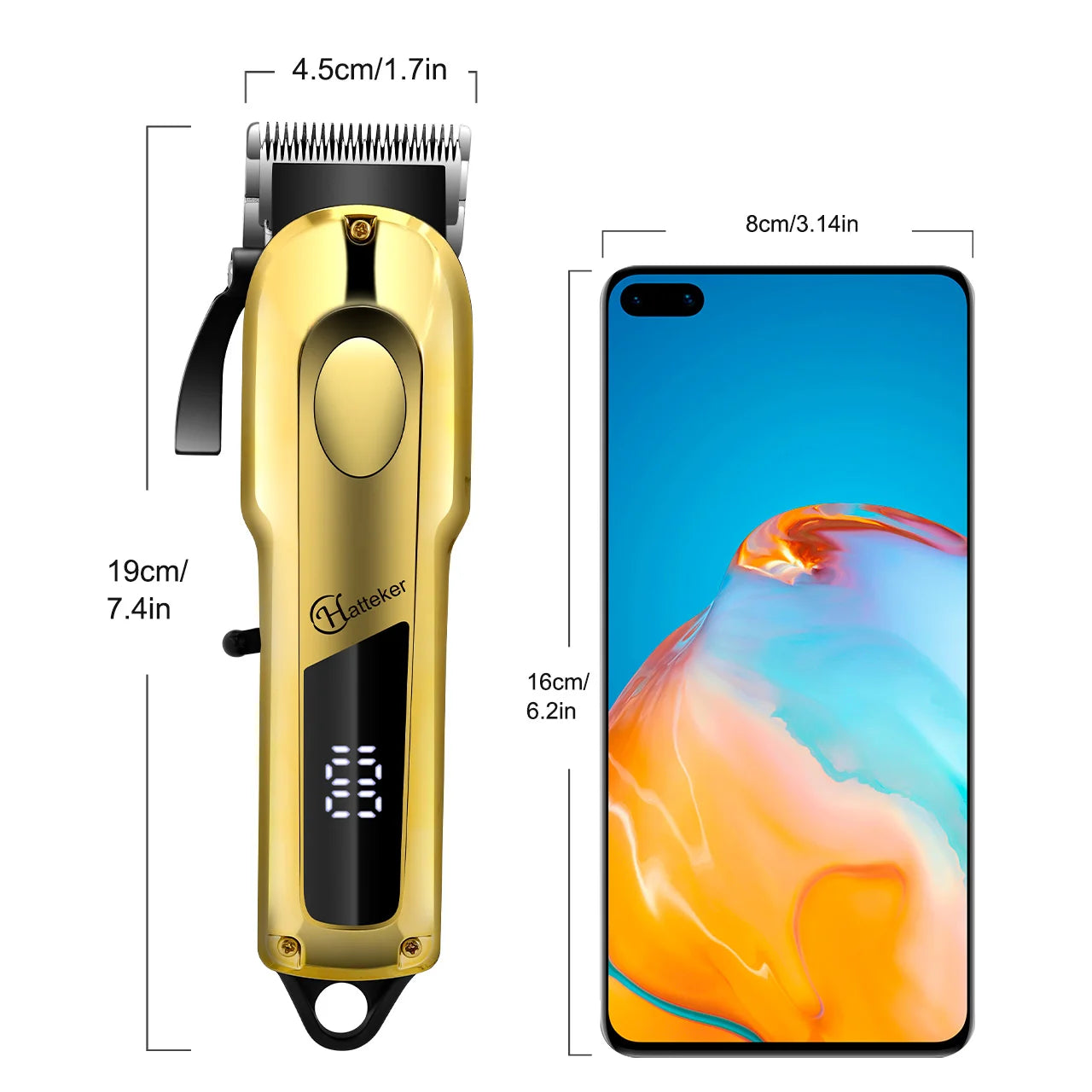 HATTEKER Professional Cordless Hair Clipper for Men