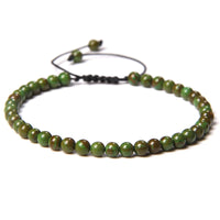 4MM Natural Stone Beaded Bracelet – Adjustable Unisex Quartz