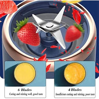 Portable Juicer Cup 6 Blade Blender Household Fruit Juicer Cup USB Rechargeable Double Cup Multifunction Electric Juicer