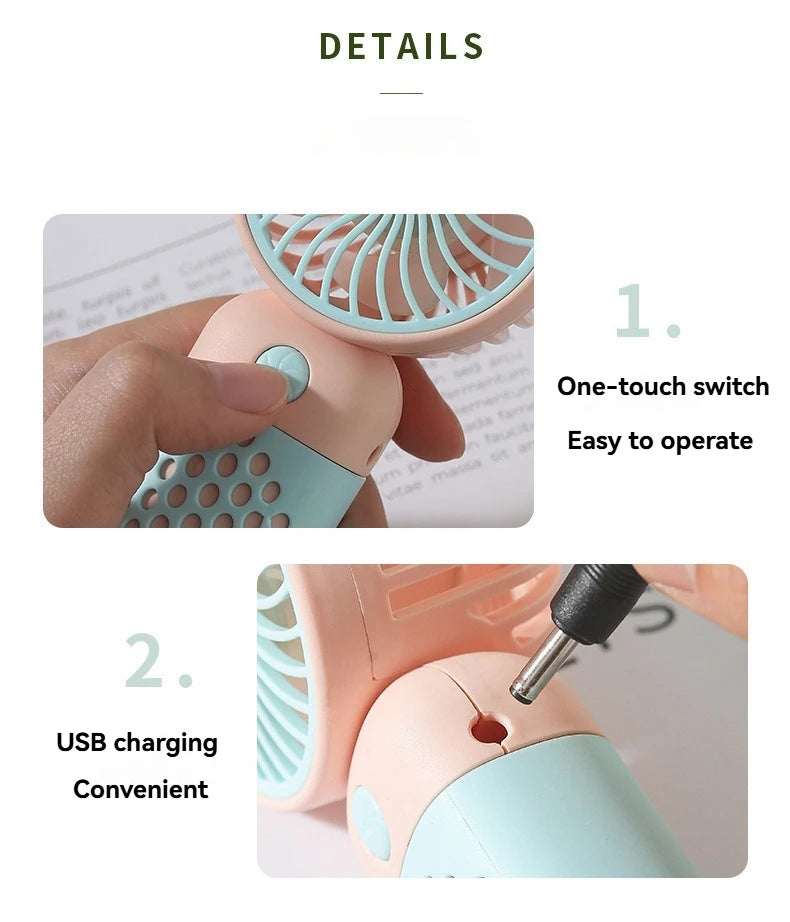 Cute Mini USB Handheld Fan – Portable Cartoon Design