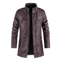 Men’s Slim Winter Leather Jacket with Fleece Lining