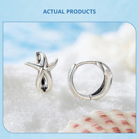 Bamoer 925 Silver Mermaid & Starfish Ocean Hoop Earrings
