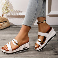 Women's Peep Toe Wedge Sandals – Summer Slip-On Shoes