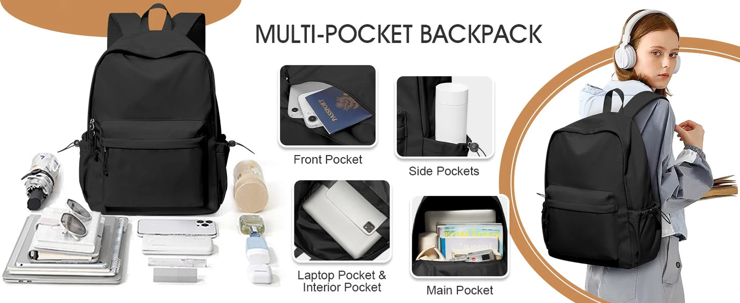 School backpack for Girl, Aesthetic Backpack for Women Cute Bookbag Preppy College Casual Lightweight Laptop Backpack Anti theft