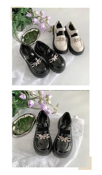 2025 Woman Elegant Shoes Spring New Fashion French Style Soft Non-slip Versatile Chic Butterfly Black Mary Jane Leather Shoes