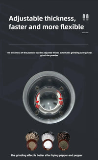 USB Rechargeable Electric Salt and Pepper Grinder Adjustable Coarseness Large Capacity Auto Spices Grinders Kitchen Cooking Tool