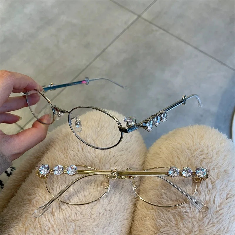 Oval Bling Sunglasses – Metal Frame Fashion Eyewear
