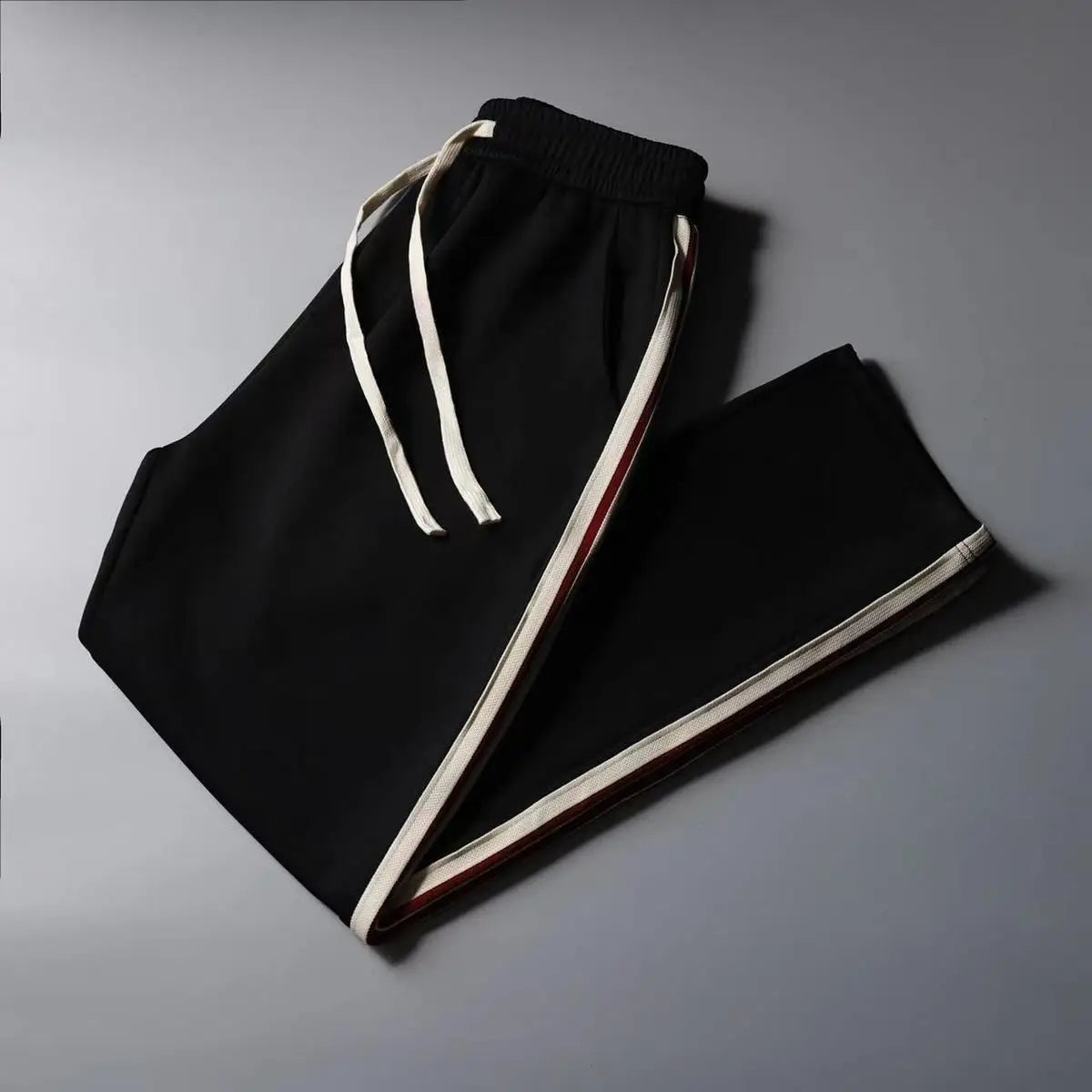 Men’s Slim-Fit Blue Casual Pants with Contrast Ribbon