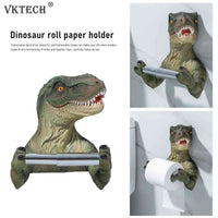 Resin Dinosaur Toilet Paper Holder WC Tissue Rack Punch-free Shelf Bathroom Wall-mounted Tissue Rack Roll Paper Hanger Rack for
