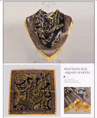 BYSIFA Beige Coffee Peony Silk Scarf Women 90x90cm