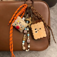 Sausage Dog Bear Keychain Braided Rope Baseball Bread Bead Pendant Mobile Bag Bag Fashion Accessories New Year Gift For Girl Kid