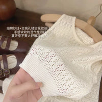 Girls’ Summer Knitted Two-Piece Set Vest & Pants 2024