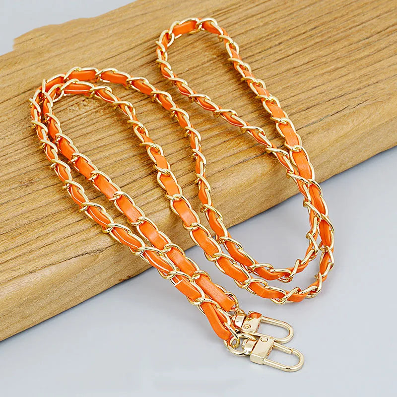 PU Leather Metal Chain Accessories Crossbody Shoulder Portable Wrist Bag Chain Strap Replacement Luggage Accessories Versatile