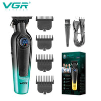 VGR V-996 Trimmer for Men DLC T-Blade LED Display Cordless USB Oil Head Professional Hair Clipper Finishing Machine Haircut