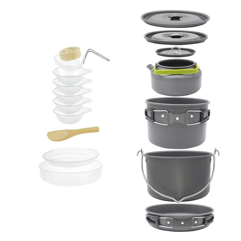 Camping Cookware Set Portable Pot & Pan for 1–7 Persons