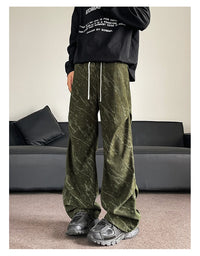 Men’s Corduroy Tie-Dye Cargo Pants Loose Autumn Trousers