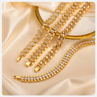 Vnox  Block Chain Bracelets For Women Cubic Zirconia Inlay, Gold Plated Fashion Charm Jewelry Gifts To Girlfriend