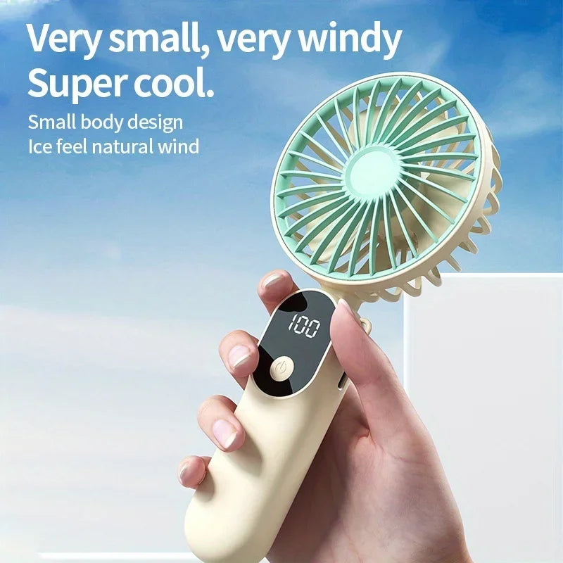 Foldable Mini Handheld Fan – 6 Speeds USB Rechargeable