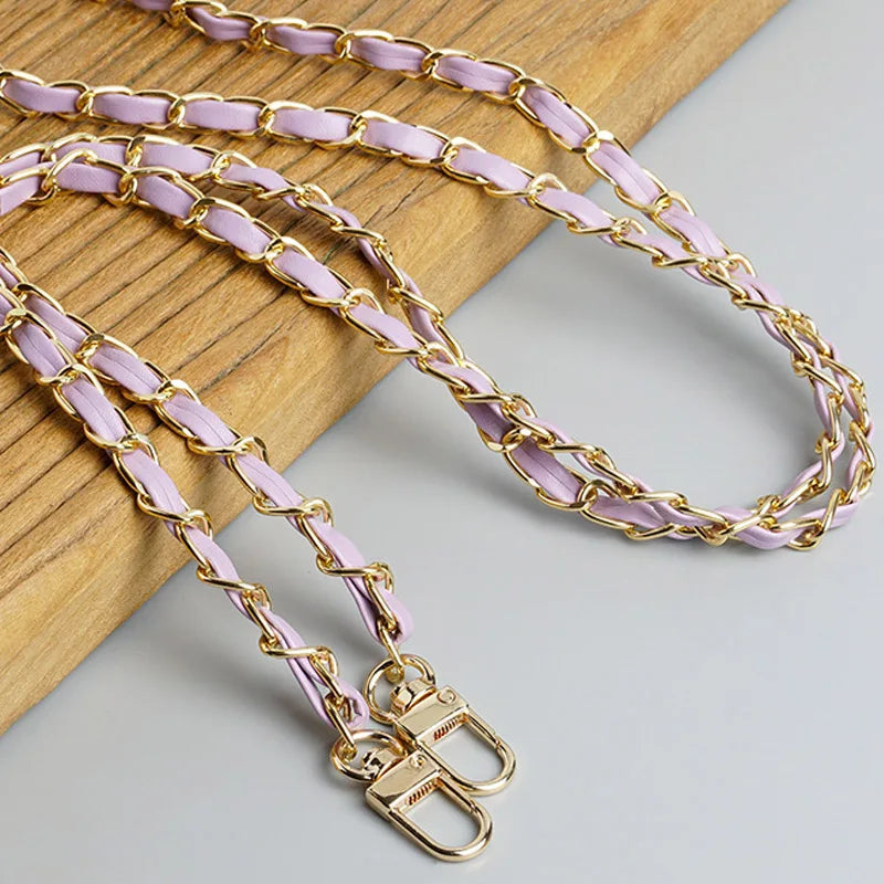 PU Leather Metal Chain Accessories Crossbody Shoulder Portable Wrist Bag Chain Strap Replacement Luggage Accessories Versatile