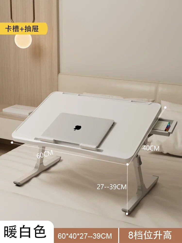 Modern Wooden Office Desk with Keyboard Shelf & Wheels