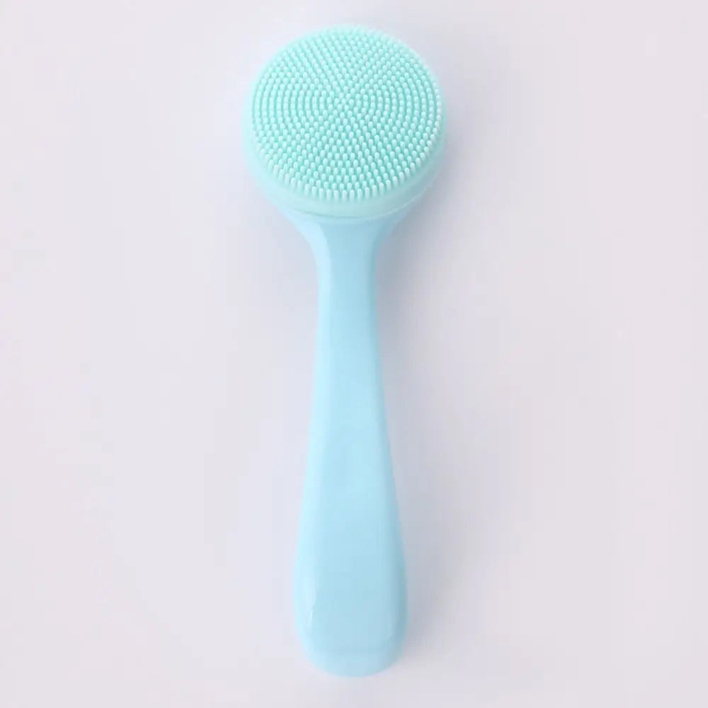 Silicone Facial Cleansing Brush Manual Makeup Residues Removal Face Cleaning Scrubber Long Handle Exfoliator Face Wash Brush