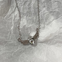 Kpop Double Layer Heart Necklace Women’s Pendant Chain