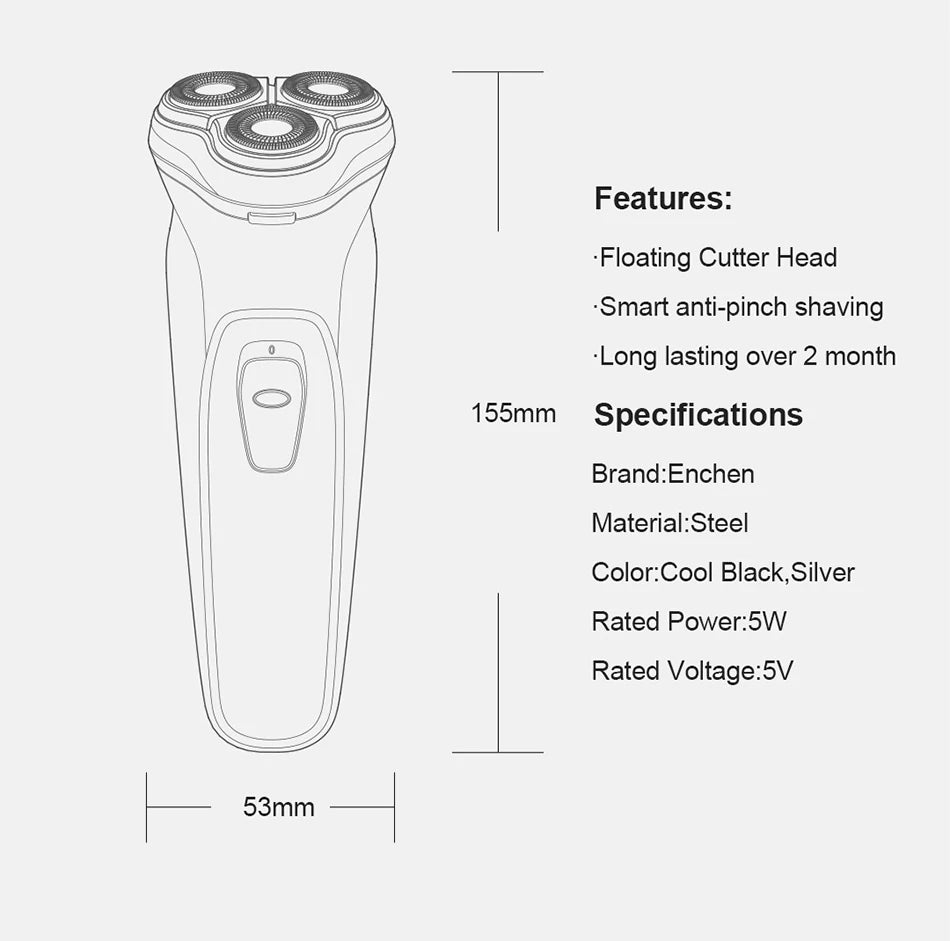 Blackstone Rotary Shaver – USB Rechargeable 3D Beard Trimmer