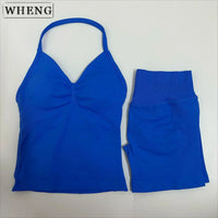 Summer fitness shape  beautiful shoulder straps  chest pillow  bra and yoga shorts  a must for fitness.