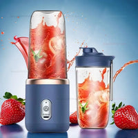 Portable Juicer Cup 6 Blade Blender Household Fruit Juicer Cup USB Rechargeable Double Cup Multifunction Electric Juicer