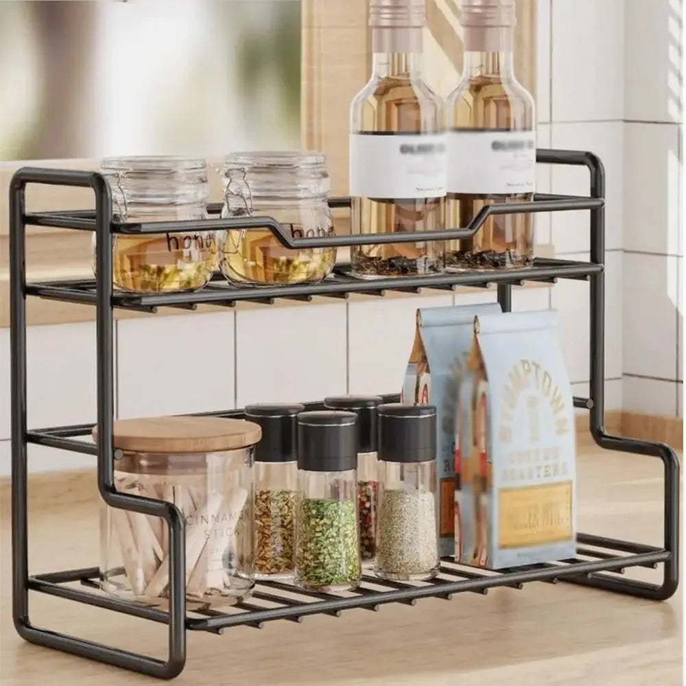 Waterproof Double-Layer Kitchen Organizer Shelf – Large Capacity