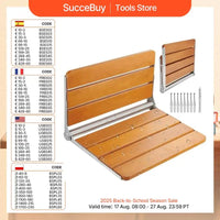 SucceBuy Folding Shower Seat Wall Mounted Fold Up Shower Bench Space Saving Home Care Fold Down Shower Chair for Pregnant Women