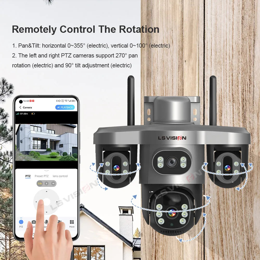 LS VISION V380 Pro 4G Solar PTZ Security Camera 15MP