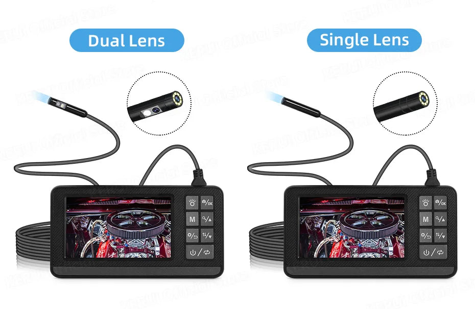 Dual Lens Industrial Endoscope Camera with Screen IP67