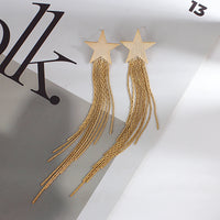 AENSOA Gold Star Tassel Drop Earrings for Women