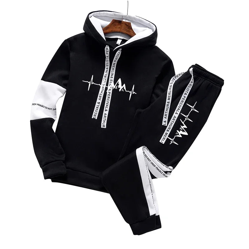 Men’s Tracksuit Set – Casual Hooded Sweatshirt & Joggers