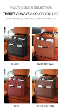Leather Car Seat Storage Bag – Organizer & Garbage Holder
