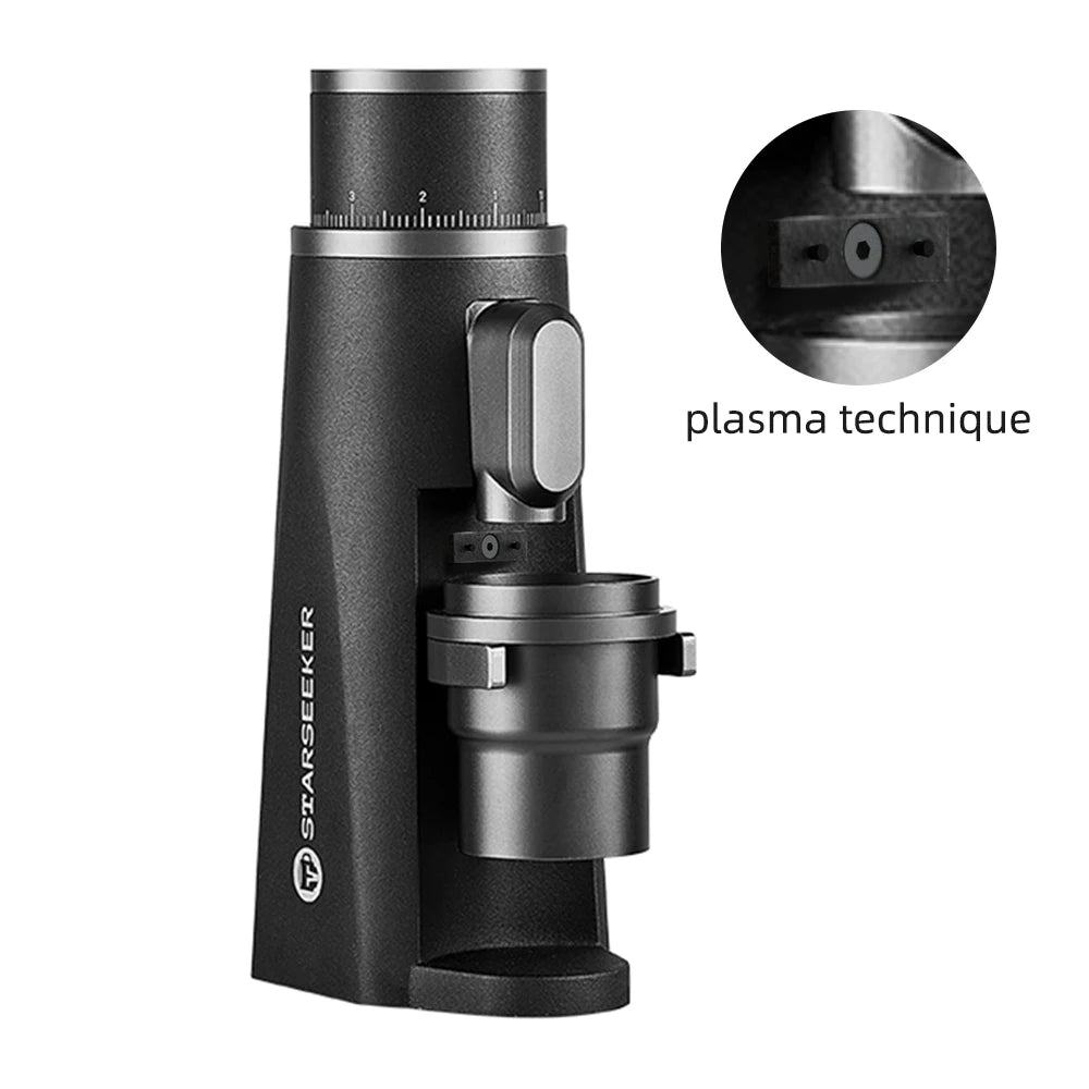 STARSEEKER EDGE Stainless Steel Burr Coffee Grinder 48MM Espresso Stepless Fineness Adjustment Electric Coffee Grinders Black