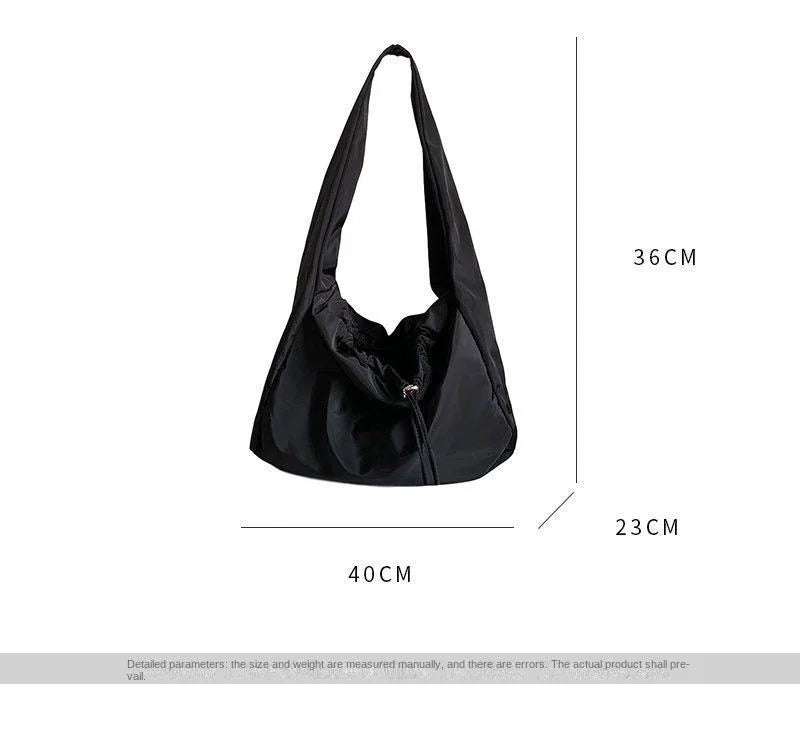 Women Bag New Nylon Bucket Fashion Solid Zipper SOFT Shoulder Bag Purses and Handbags Luxury Designer Black Tote Bag сумка