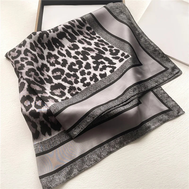 Leopard Print Square Scarf Women’s Silk Style