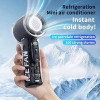 Turbos Chilled Ice Sensation Cold Fan 3000mAh Rechargeable Mini Turbos Fan 100 Speeds Outdoor Protable Handheld Air Cooling Fan