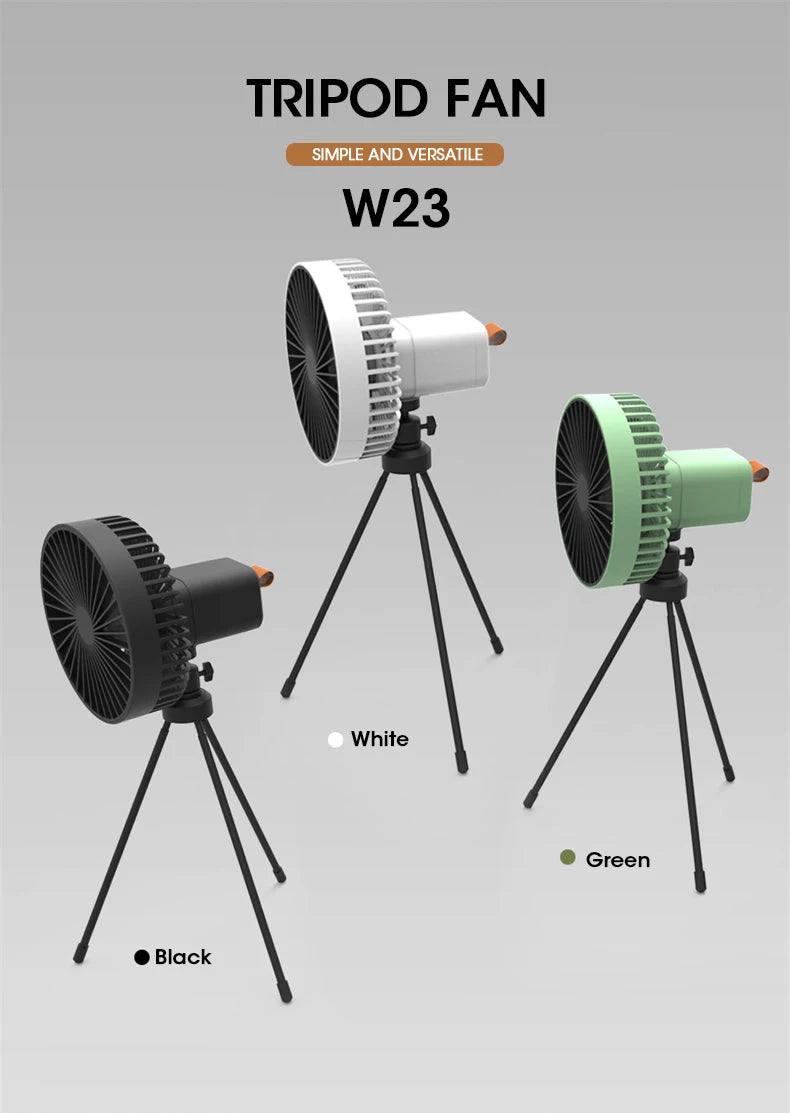 Retractable Camping Fan 10000mAh Rechargeble Portable USB Ceiling Fan Wireless Desk Electric Fans Folding Tripod Home Outdoor