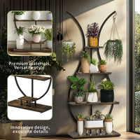 Vase Shape Tall Planter Display Rack Metal Garden Plant Stand with 5 Tiers and Hangers