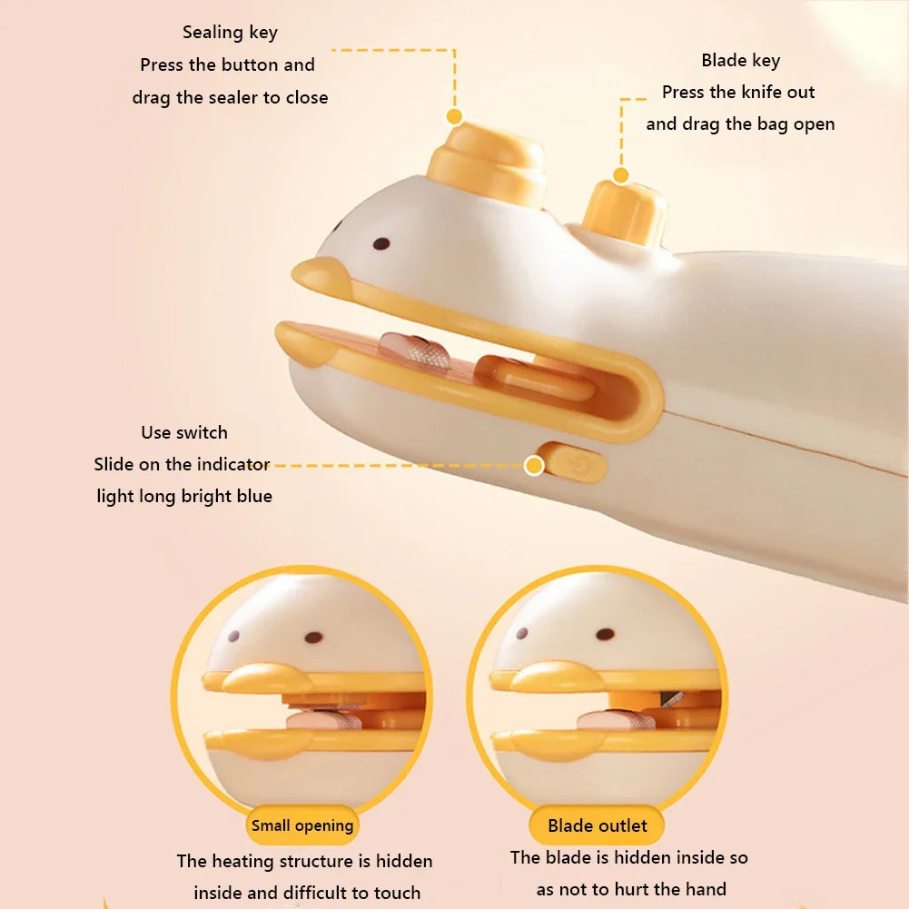 2-in-1 Mini Bag Sealer with Cutter & USB-C Rechargeable