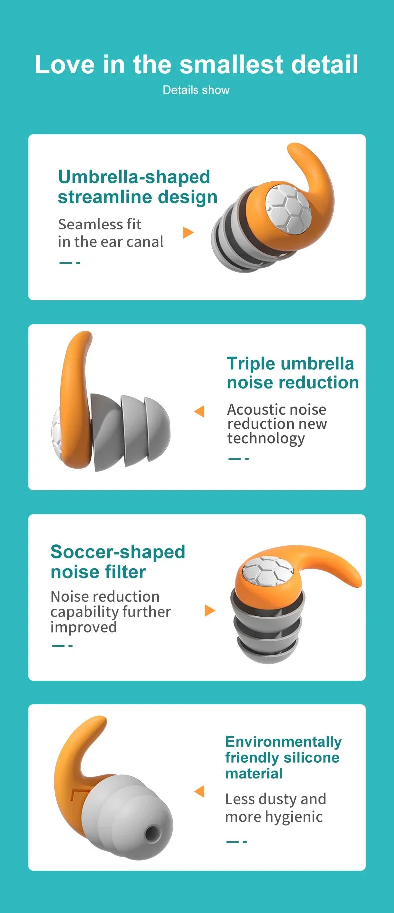 Soft Silicone Earplugs – Noise Canceling & Waterproof,
