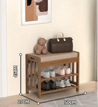 Bamboo Shoe Changing Stool – Modern Entryway Bench