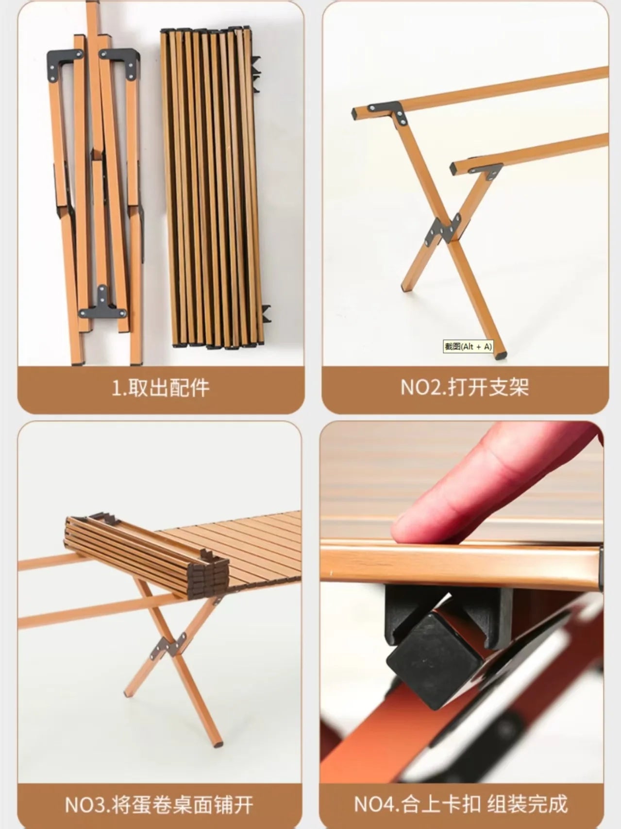 Camping Folding Table Portable Parasol Table