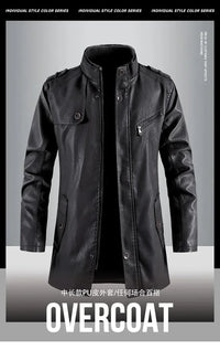 Men’s Slim Winter Leather Jacket with Fleece Lining